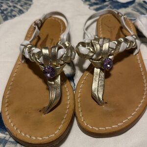 Women's Gold and White Sandals